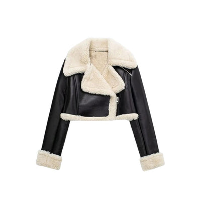 Cora™ Short Woman Winter Jacket with Fur Collar